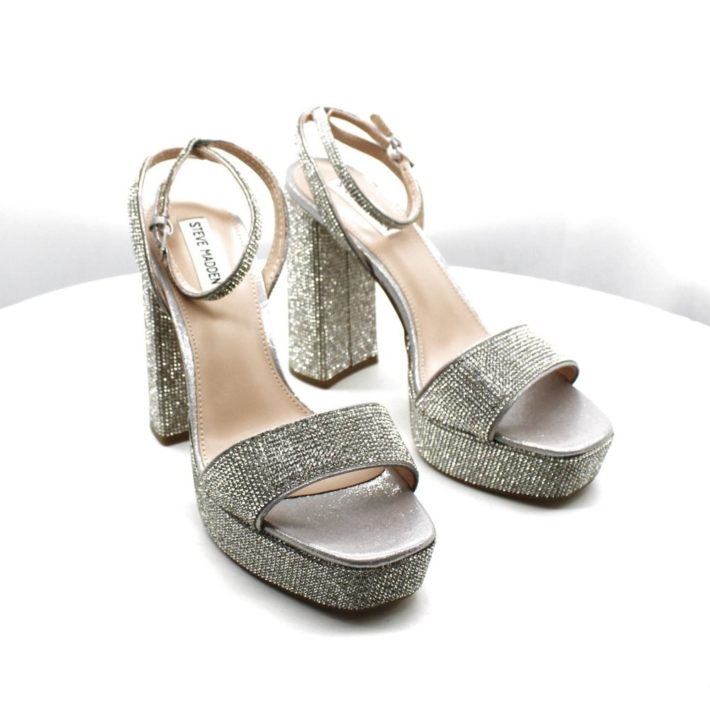 Steve Madden Womens Lessa-R Glass Open Toe Heel Sandals